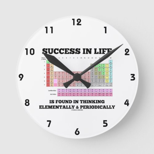 Success In Life Is Found In Thinking Elementally Round Clock