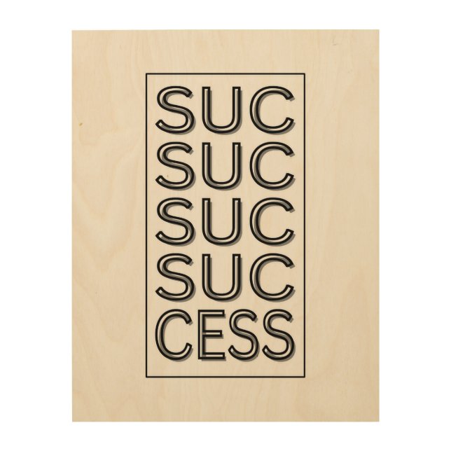 Success Inspirational Motivational Affirmation Wood Wall Art (Front)