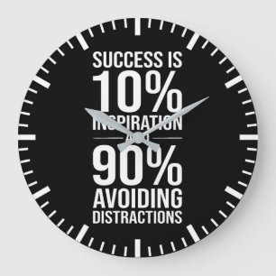 Success is 90% Avoiding Distractions, Funny Hustle Large Clock