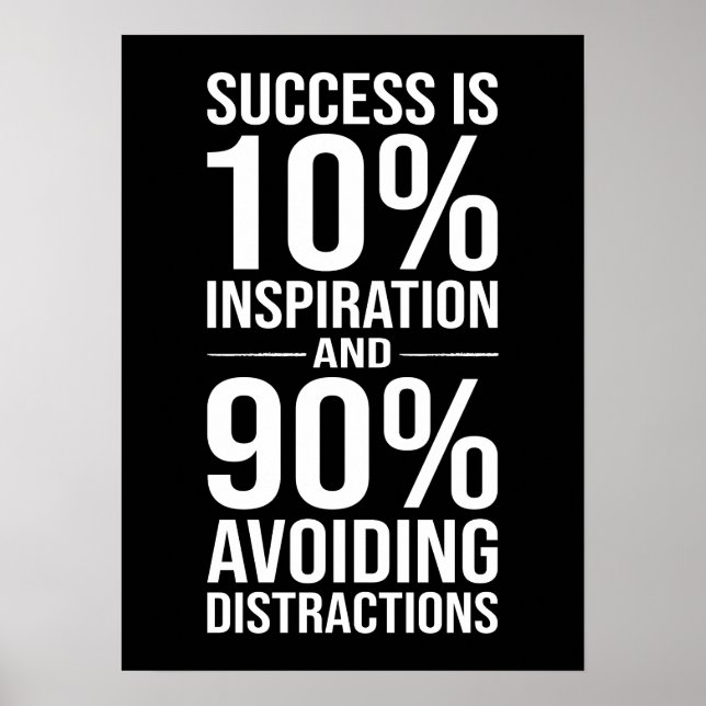 Success is 90% Avoiding Distractions, Funny Hustle Poster (Front)