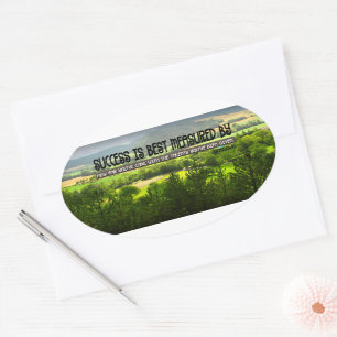 "Success is best measured" Inspirational Quote Oval Sticker
