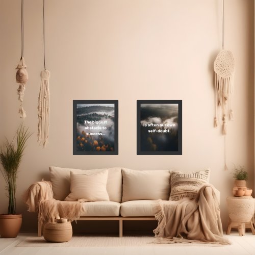 Success Motivation Quote AI Foggy Forest Wall Art Sets