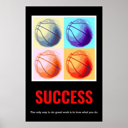 Success Motivational Basketball Pop Art Poster