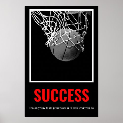 Success Motivational Basketball Trendy Poster