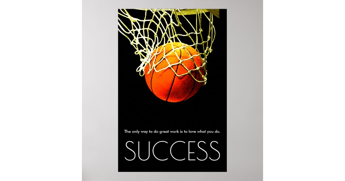Success Motivational Basketball Trendy Poster Zazzle