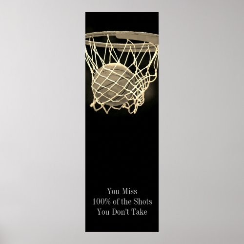 Success Motivational Basketball Vintage Sepia Poster
