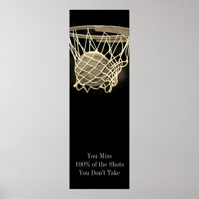 Success Motivational Basketball Vintage Sepia Poster (Front)