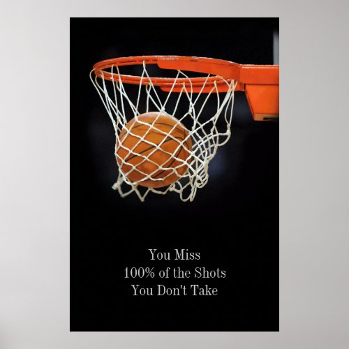 Success Motivational Quote Basketball Poster
