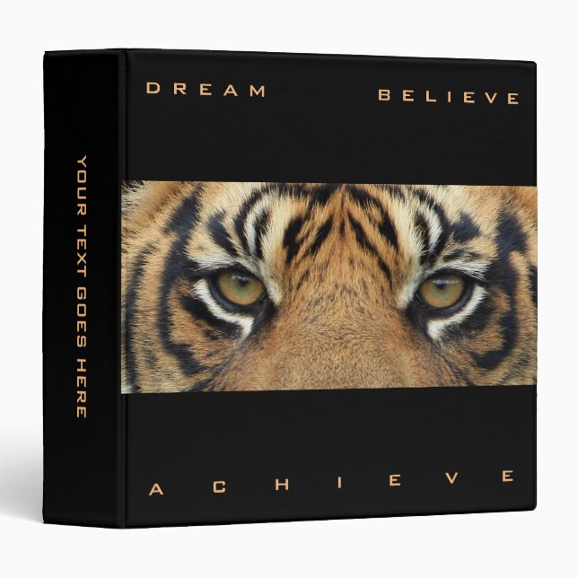 Success Motivational Quote Tiger Animal Template 3 Ring Binder (Front/Spine)