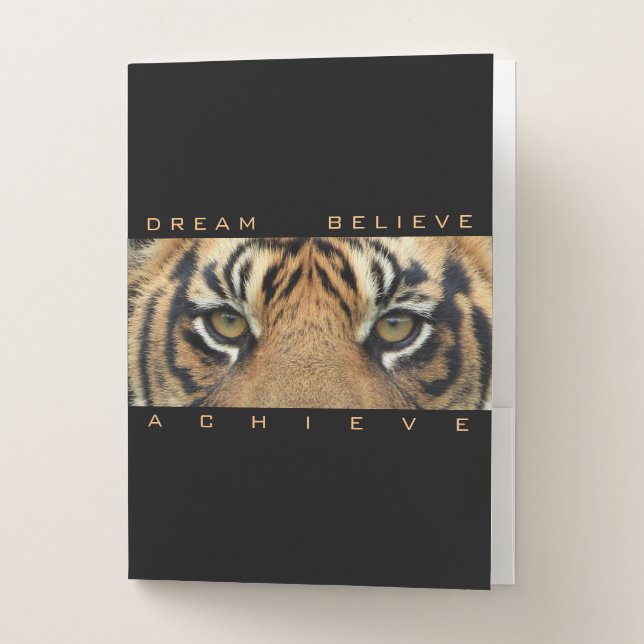 Success Motivational Quote Tiger Animal Template Pocket Folder (Front)