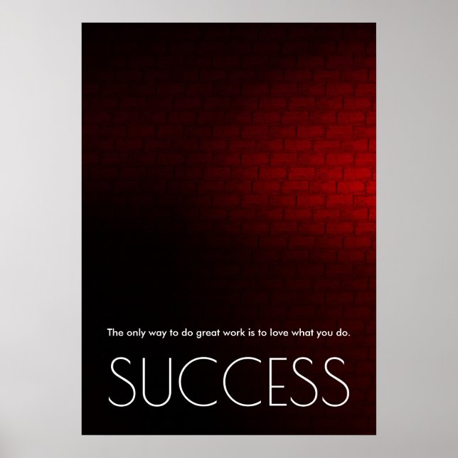 Success Motivational Trendy Stylish Red Wall Poster (Front)