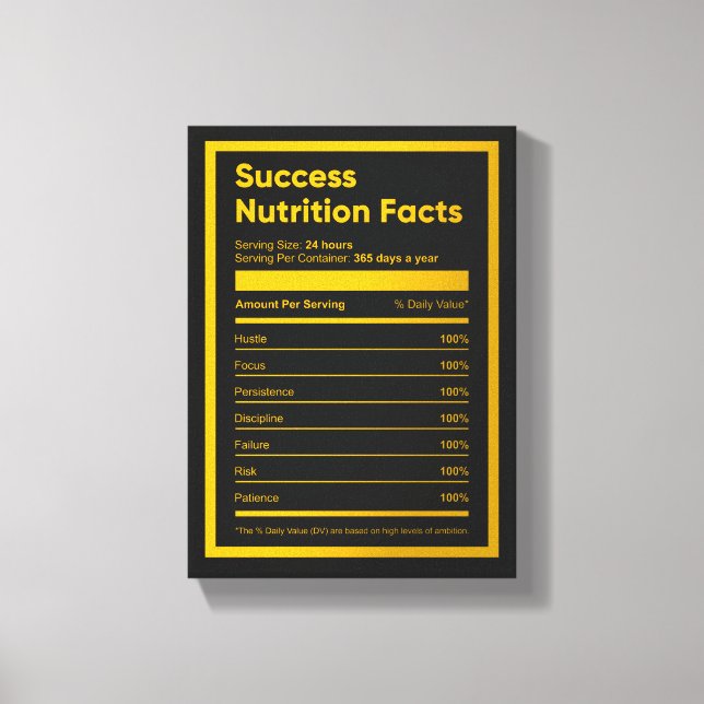 Success Nutrition Facts | Motivational Wall Art  (Front)