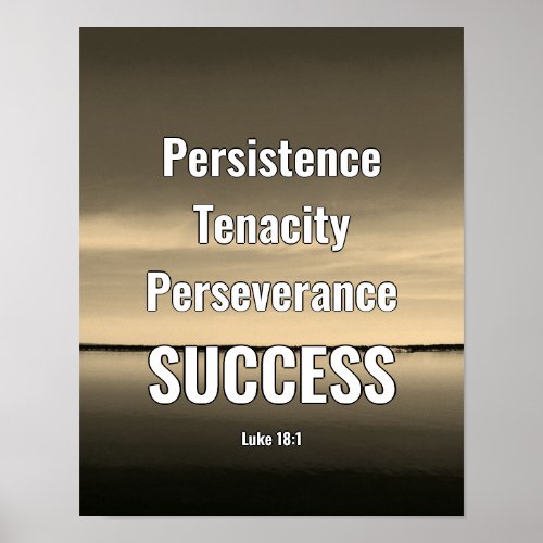 SUCCESS  Persist Persevere  Scripture BEIGE Poster