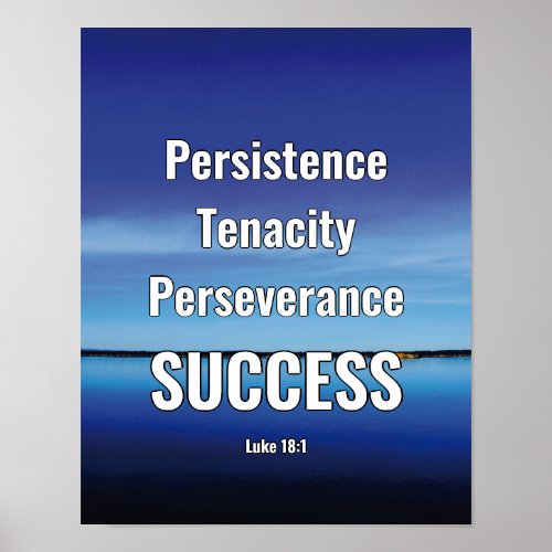 SUCCESS  Persist Persevere  Scripture BLUE Poster