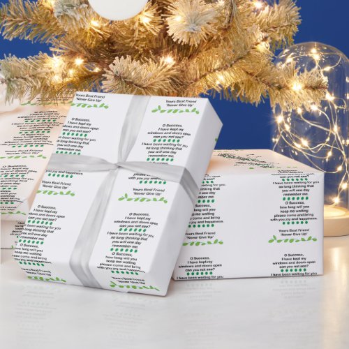 Success Poetry Inspirational Motivational Wrapping Paper