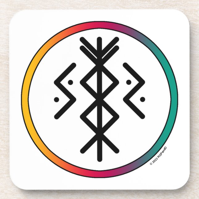 Success & Prosperity Bindrune Hard Plastic Coaster (Front)