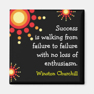 Success Quotation Motivational Black Magnet