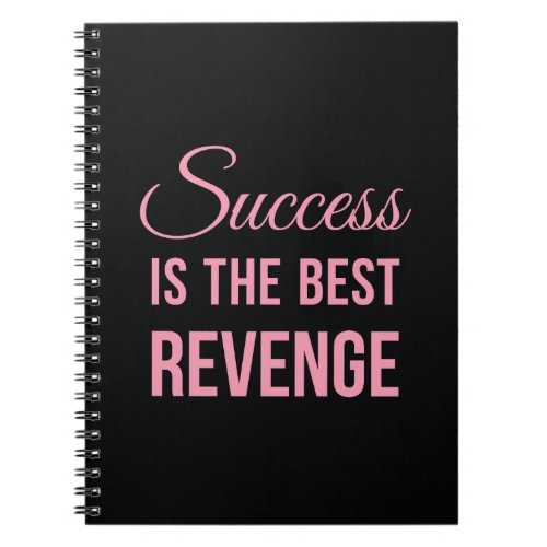 Success Revenge Inspirational Quote Black Pink Notebook