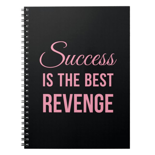 Success Revenge Inspirational Quote Black Pink Notebook (Front)