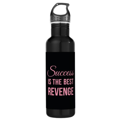 Success Revenge Inspirational Quote Black Pink Stainless Steel Water Bottle