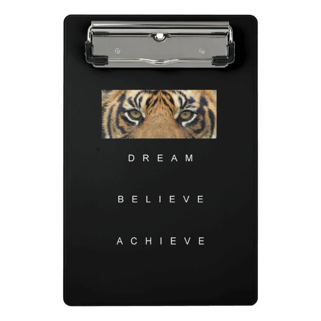 Success Self Improvement Motivational Quote Tiger Mini Clipboard (Front)