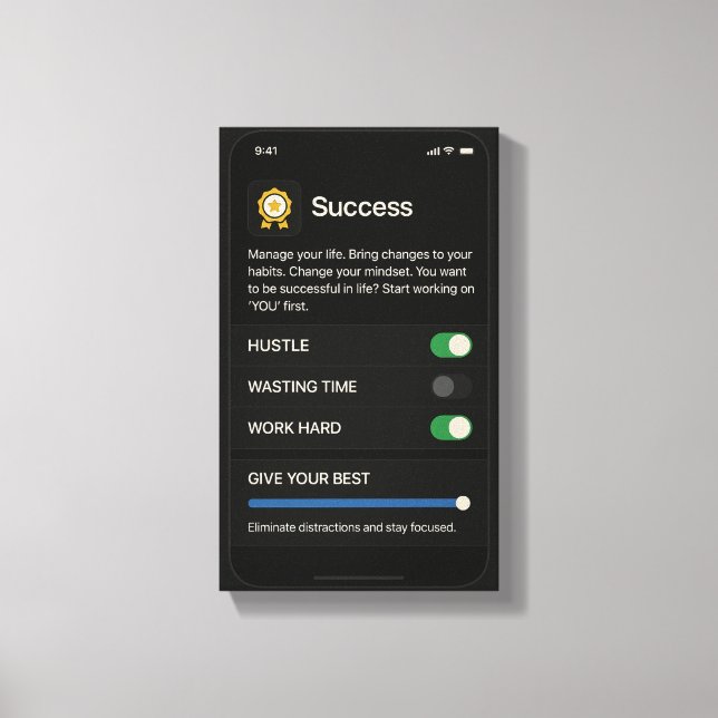 Success Settings: Optimize Your Life Canvas Print (Front)