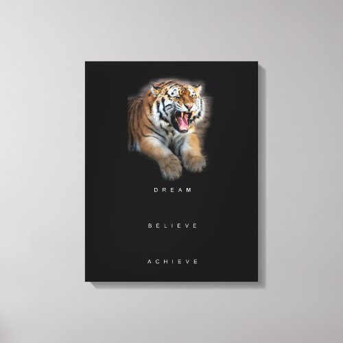 Success Stylish Motivational Quote Abstract Tiger Canvas Print