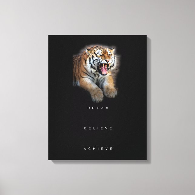 Success Stylish Motivational Quote Abstract Tiger Canvas Print (Front)