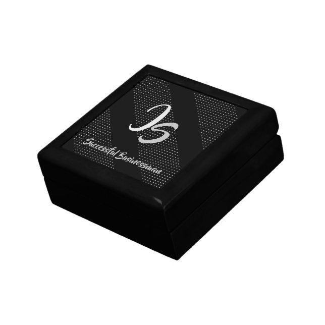 "Successful Businessman" Personal Silver Monogram Gift Box (Side)