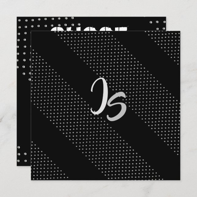 Successful Businessman Personal Silver Monogram Invitation (Front/Back)