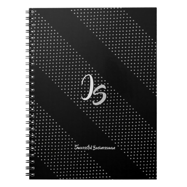 "Successful Businessman" Personal Silver Monogram Notebook (Front)