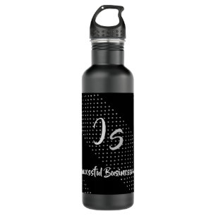 "Successful Businessman" Personal Silver Monogram Stainless Steel Water Bottle