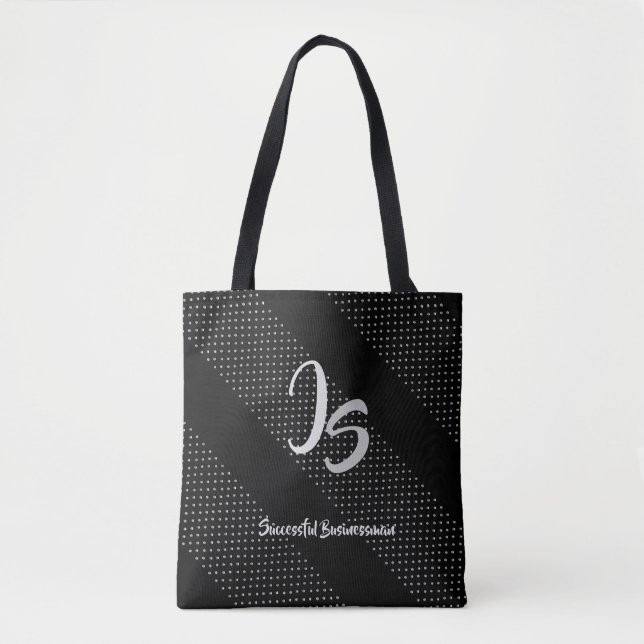 "Successful Businessman" Personal Silver Monogram Tote Bag (Front)