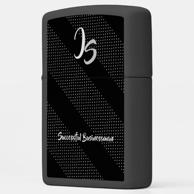 "Successful Businessman" Personal Silver Monogram Zippo Lighter (Left)