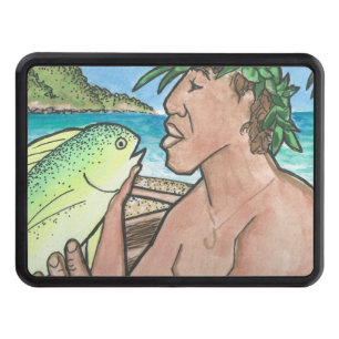 Successful Hawaiian Fisherman Trailer Hitch Cover