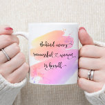 Successful Woman Chic Pink Watercolor Typography Two-Tone Coffee Mug<br><div class="desc">“Behind every successful woman is herself.” So who needs Prince Charming? Make your own “happily ever after” and embrace “girl power” whenever you drink out of this stylish, colorful inspirational feminist coffee mug with sweet black handwritten script typography overlaying a yellow, peach, pink and purple ombre watercolor splash. You can...</div>