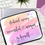 Successful Woman, Pink Ombre Watercolor Typography Laptop Sleeve<br><div class="desc">“Behind every successful woman is herself.” So who needs Prince Charming? Make your own “happily ever after” and embrace “girl power” whenever you use this stylish, colorful inspirational quote feminist neoprene laptop sleeve. This laptop sleeve comes in three sizes: 15", 13", and 10”. Makes a great gift for someone special!...</div>