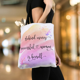 Successful Woman Pink Watercolor Chic Typography Tote Bag