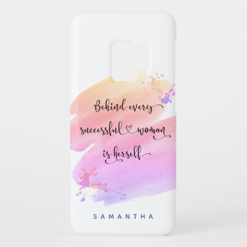 Successful Woman Pink Watercolor Typography Chic Case_Mate Samsung Galaxy S9 Case