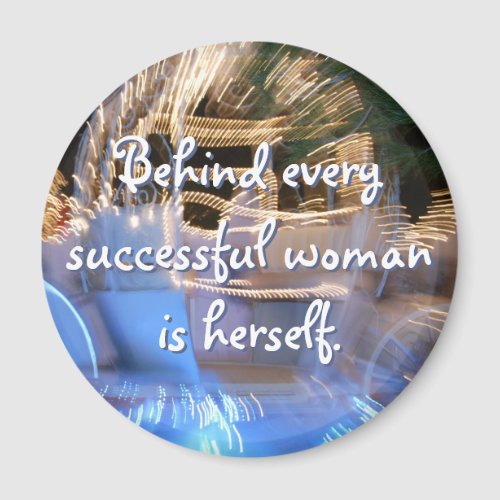 Successful woman power quote blue gold coach photo magnet