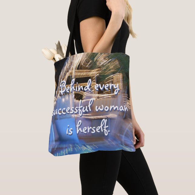 Successful woman power quote gold coach photograph tote bag (Close Up)