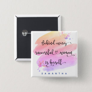Successful Woman Quote Bold Pink Watercolor Script Button