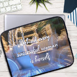 Successful Woman Quote Script Gold Coach Photo Laptop Sleeve<br><div class="desc">“Behind every successful woman is herself.” Who needs Prince Charming? Make your own “happily ever after” and embrace “girl power” whenever you use this colorful inspiration quote photography neoprene laptop sleeve. This sleeve comes in three sizes: 15", 13", and 10”. Makes a great gift for someone special! You can easily...</div>