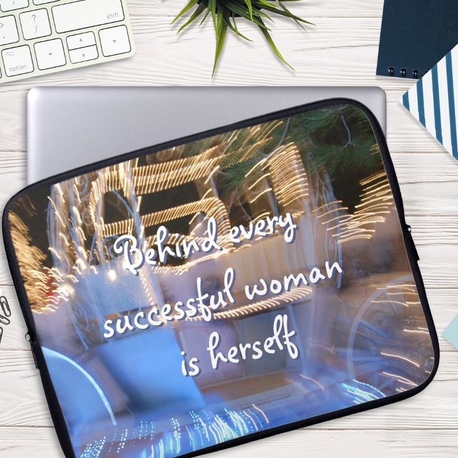 Successful Woman Quote Script Gold Coach Photo Laptop Sleeve (Creator Uploaded)