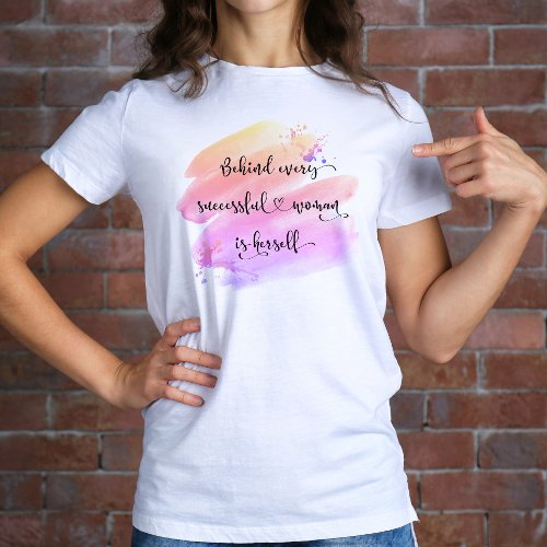 Successful Woman Quote Script Pink Watercolor Bold T_Shirt