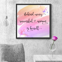 Successful Woman Quote Script Pink Watercolor  Poster