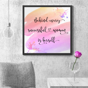 Successful Woman Quote Script Pink Watercolor  Poster