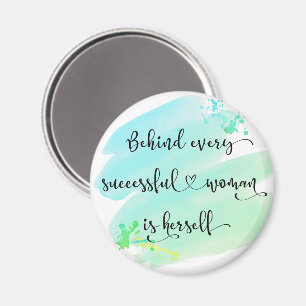 Successful Woman Quote Turquoise Watercolor Script Magnet