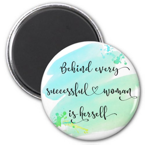 Successful Woman Quote Turquoise Watercolor Script Magnet