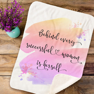 Successful Woman Script Pink Watercolor Ombre Bold Sherpa Blanket